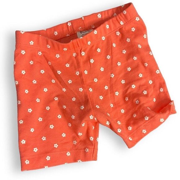 Members Mark Pull On Pajama Shorts Girls 3T Orange Ditsy Daisy Casual Stretch - Picture 1 of 4